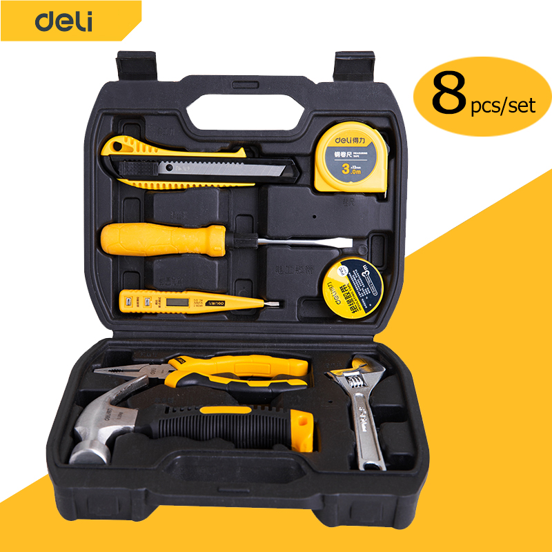 deli ชุดเครื่องมือช่างพกพา ชุดเครื่องมือ ชุดเครื่องมือช่างไฟฟ้า 8ชิ้น ​เซ็ตกระเป๋า เครื่องมือช่างอเนกประสงค์ขนาดพกพา Tools Set ราคา 499 บาท*ส่งฟรี