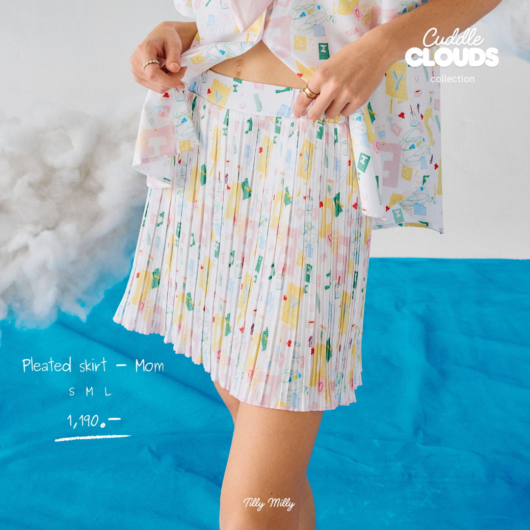 Tilly Milly กระโปรงแม่พลีทสั้น ลาย DIY - Cuddle Clouds ราคา 1,190 บาท*ส่งฟรี