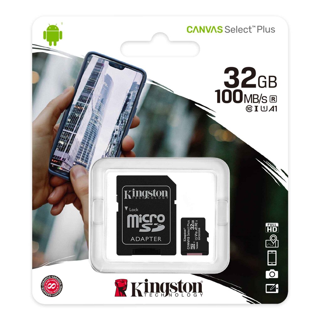 มุมมองเพิ่มเติมของสินค้า เมมโมรี่การ์ด MicroSD kingston 32G 100M