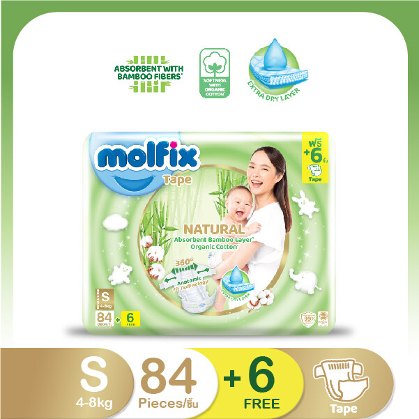 Molfix โมลฟิกซ์ เนเชอรัล เทป S 84+6ชิ้น