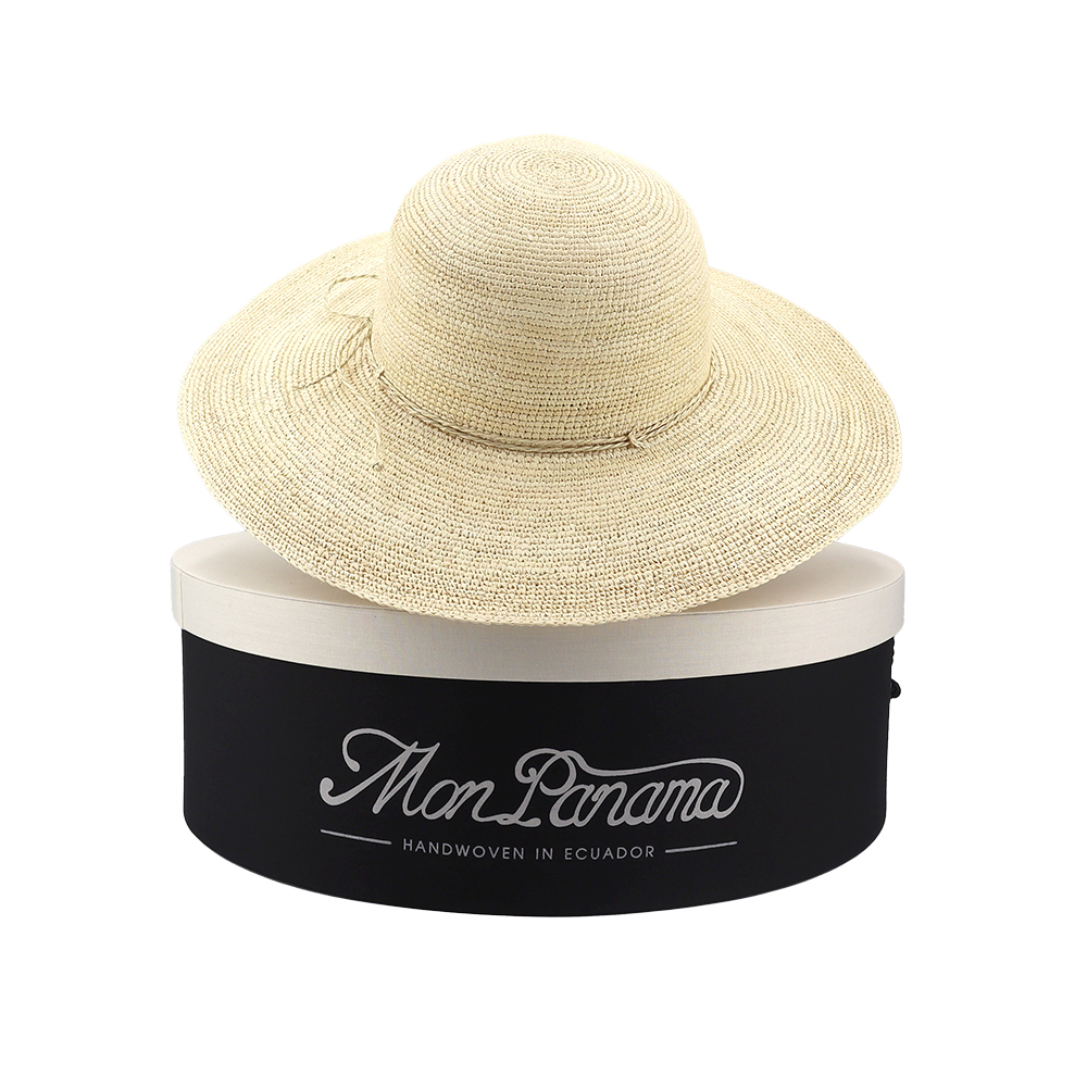 Panama hat - MONPANAMA CHARLOTTE, Authentic Light Honey Round-Crown Wide-Brim Packable handwoven Paja Toquilla hat (Fine Crochet Technique) with premium hatbox ราคา 8,500 บาท*ส่งฟรี