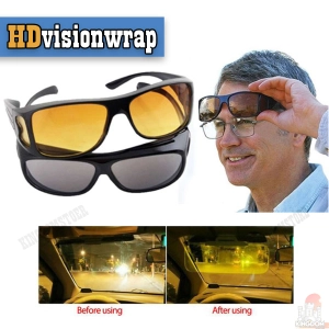 สินค้า HD vision wrapแว่นกันแดด แว่นใส่ขับรถ แว่นกรองแสง แว่นกันแดด/ขับรถ กลางวัน-กลางคืน HD Vision 2ชิ้น/ชุด