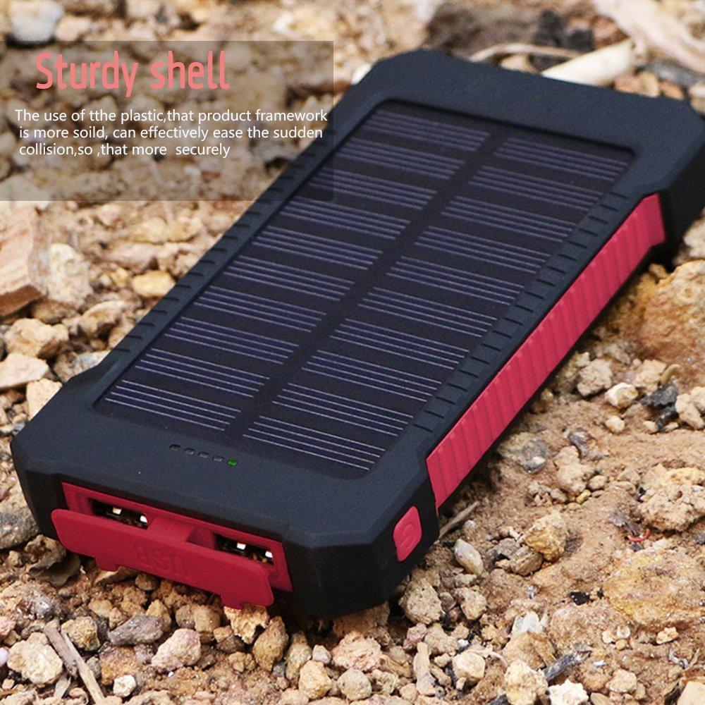 แบตสำรอง แบตเตอร์รี่สำรอง พาวเวอร์แบงค์ พลังงานแสงอาทิตย์ Portable Solar Power Bank 20000mah Waterproof External Battery Backup Powerbank 20000 mah Phone Battery Charger LED Pover Bank