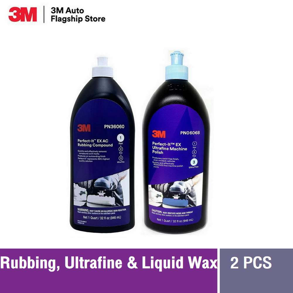 3M™ น้ำยาขัดหยาบ #1 & น้ำยาขัดเงาสีฟ้า #3 ขนาด 1 ลิตร Rubbing Compound 36060 & Perfect-It Ultrafine Machine Polish 6068 946 มล. ราคา 2,917 บาท*ส่งฟรี