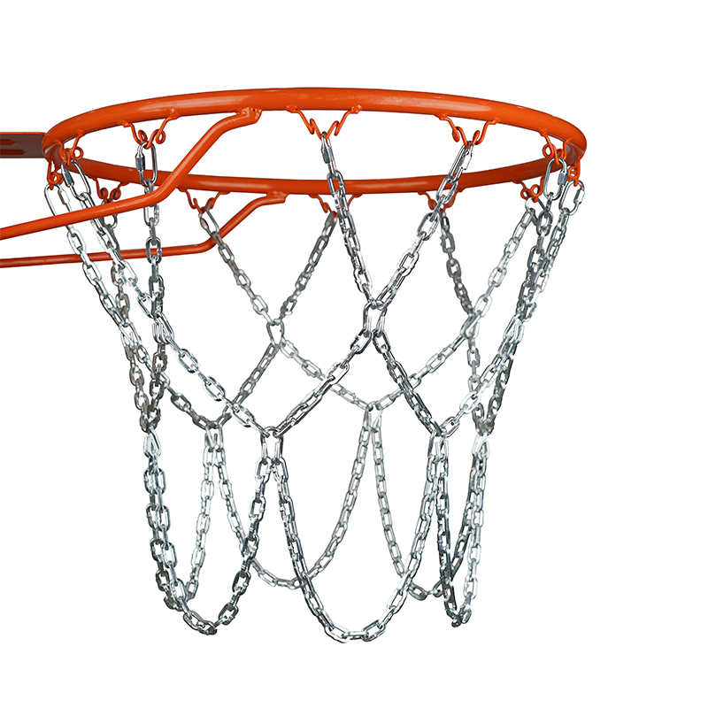 รูปภาพของ ตาข่ายห่วงบาสแบบโซ่ โลหะขนาดใหญ่ Basketball Net Metal Chain สีเงิน โซ่ขนาด 3 มิลลิเมตร แถมฟรี !!หูแขวน