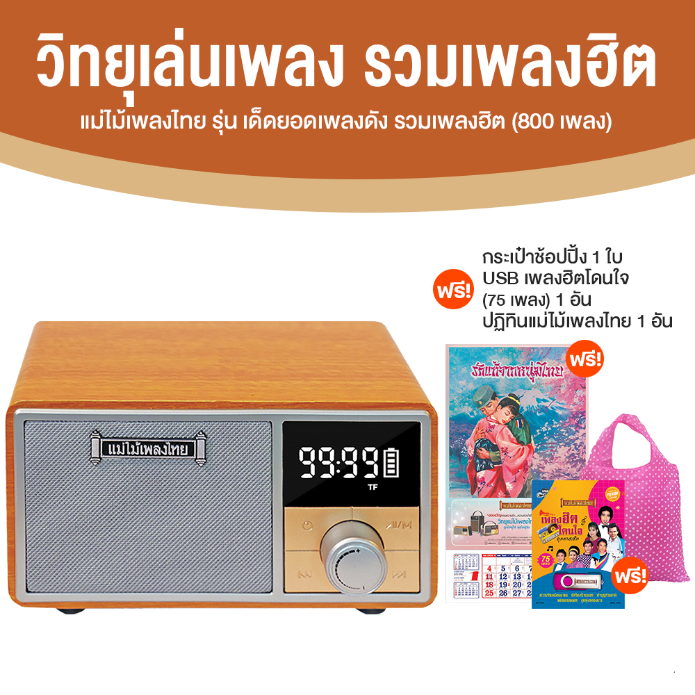 Thai Music Radio Station, Model Dede, Famous for 800 Popular Songs, Original Song Files, Genuine Copyright, New Year's Gift. Adult Gift, Free USB Music, and Calendar Included.