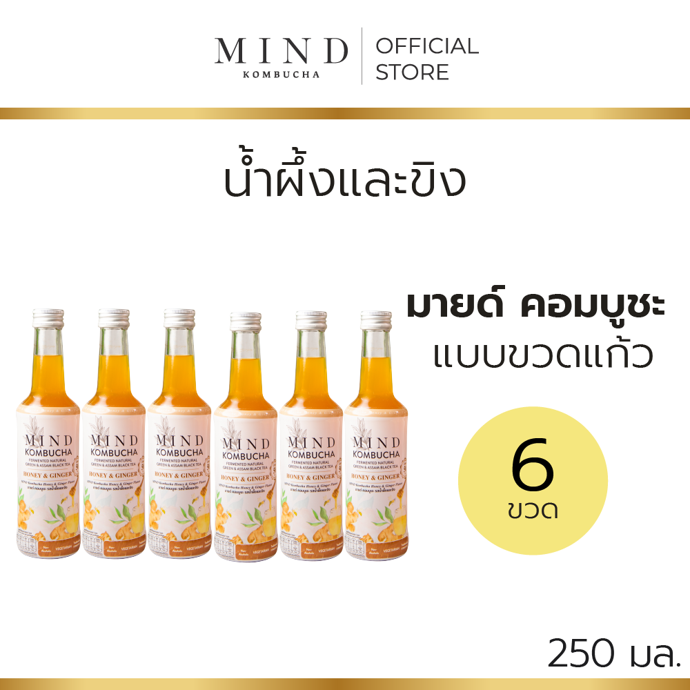 Myde Combucha, Ready-To-Drink Glass Bottle, Honey and Ginger Flavor [6 Bottles], Size 250 Ml.(50 Cal) ราคา 660 บาท*ส่งฟรี