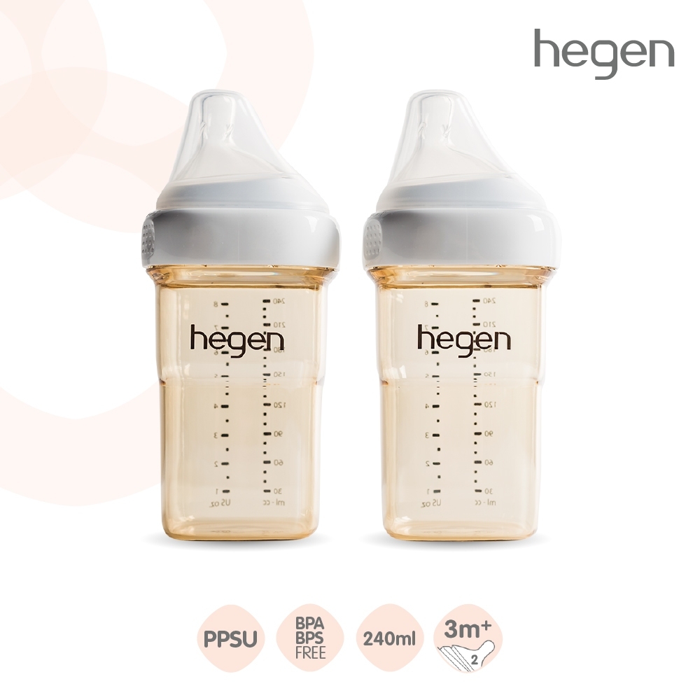 Hegen PCTO ขวดนมพร้อมจุกนม (แพ็ค 2 ชิ้น) Feeding Bottle PPSU 8oz/240ml เบอร์ 2 Medium Flow น้ำนมไหลปานกลาง ราคา 1,552 บาท*ส่งฟรี