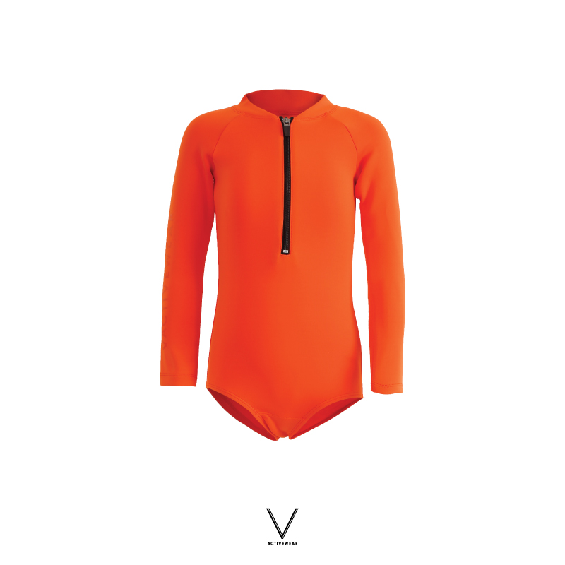 KIDS COLLECTION ORANGE BODYSUIT SS2022 ชุดว่ายน้ำเด็ก ชุดบอดี้สูทแขนยาว ผ้าหนา กัน UV UPF 50+ ราคา 690 บาท*ส่งฟรี