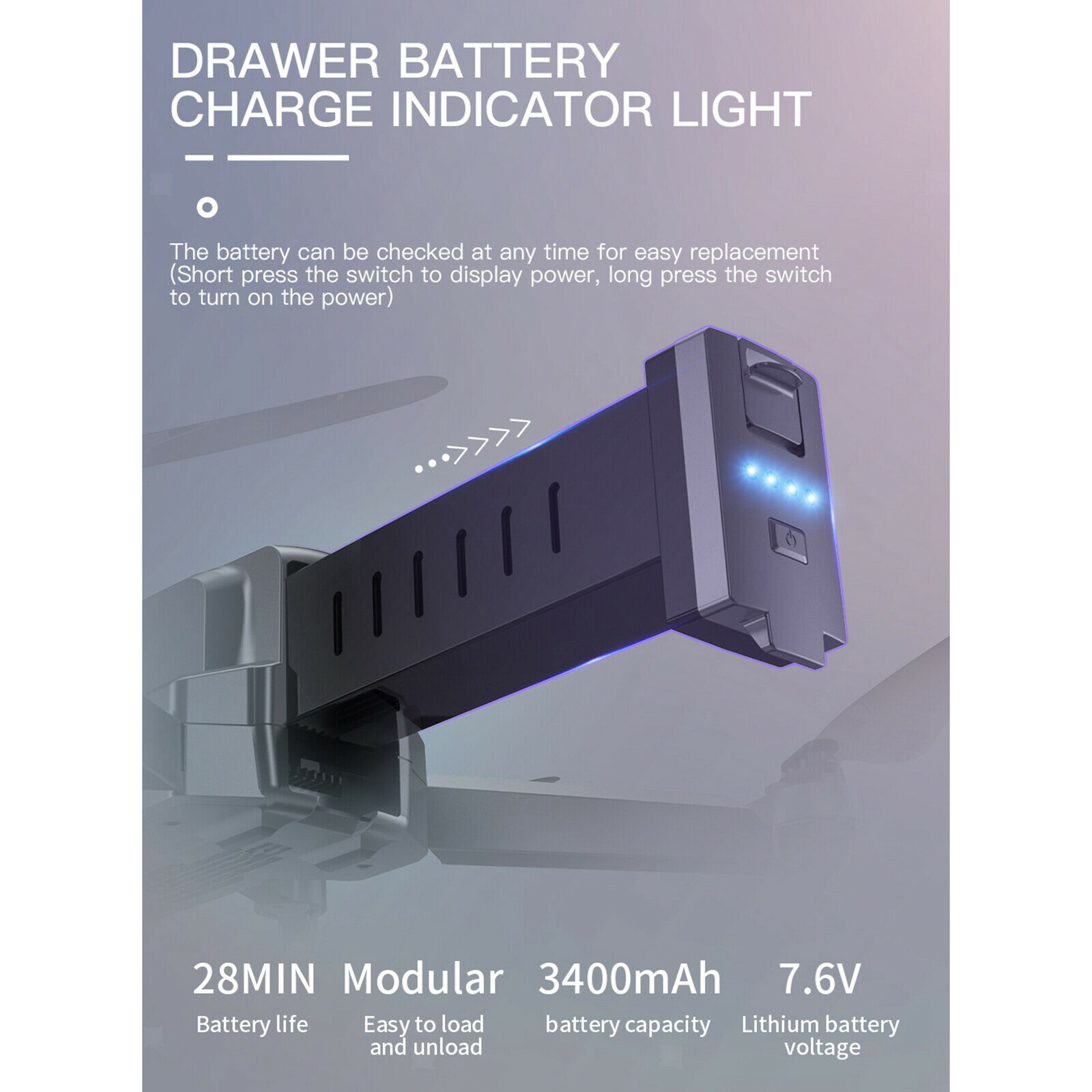 รูปภาพเพิ่มเติมของ แบตเตอรี่ สำหรับ SG908/sg908 pro  /sg908 max  7.6v 3400mAh Lipo Battery