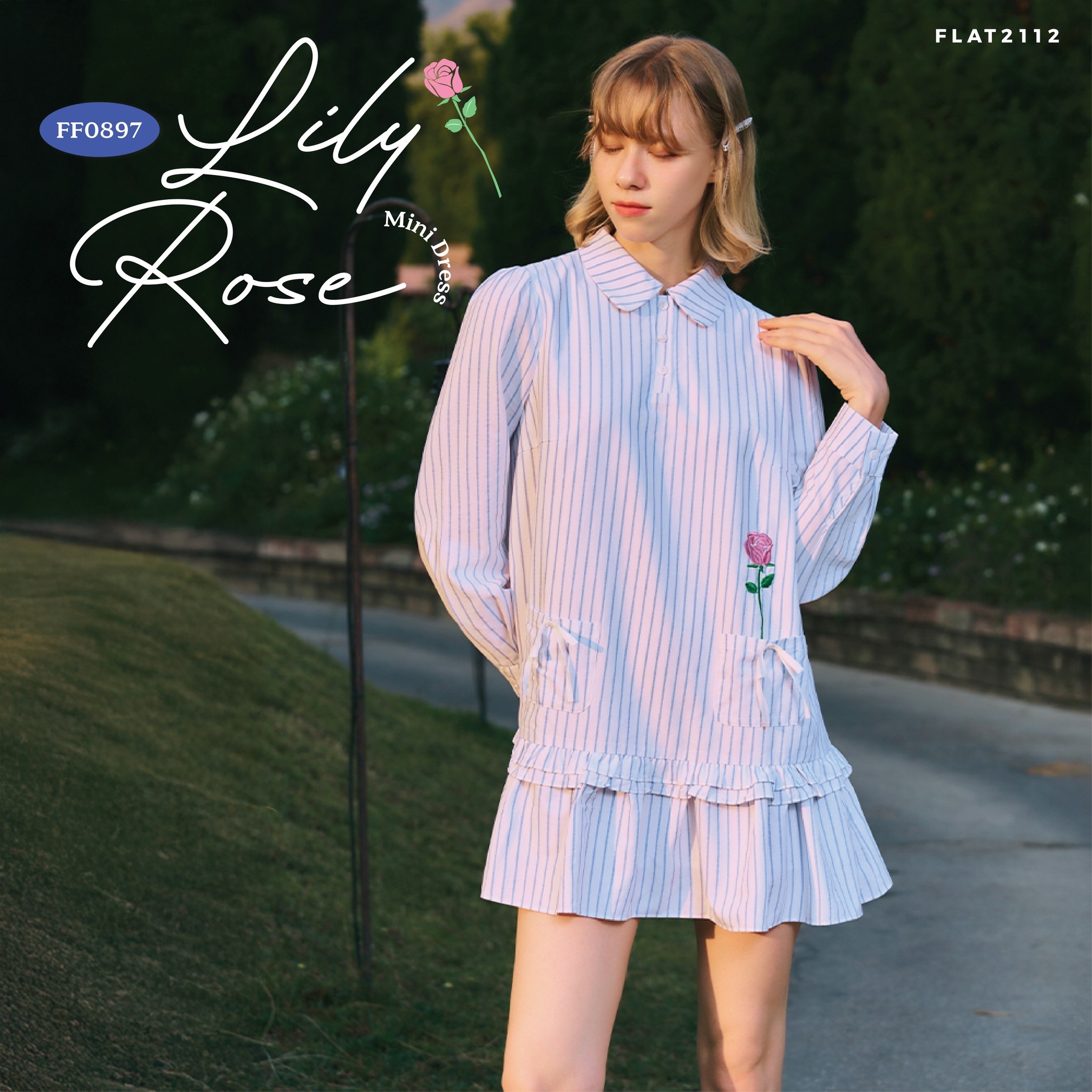 FLAT2112 FF0897 : LILY ROSE MINI DRESS เดรสสั้นแขนยาว ชุดออกงาน ชุดเดรส เดรสออกงาน ชุดทำงาน ราคา 1,635 บาท*ส่งฟรี