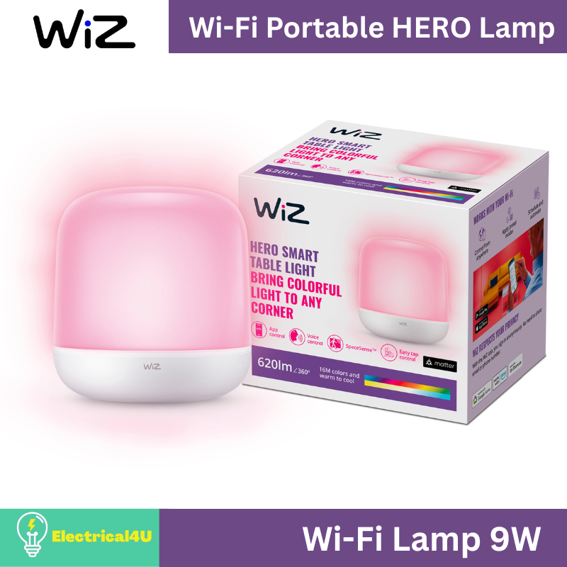 WiZ Portable HERO Lamp โคมไฟตั้งโต๊ะอัจฉริยะ เปลี่ยนสีได้ 16 ล้านสี 9W ราคา 1,499 บาท*ส่งฟรี