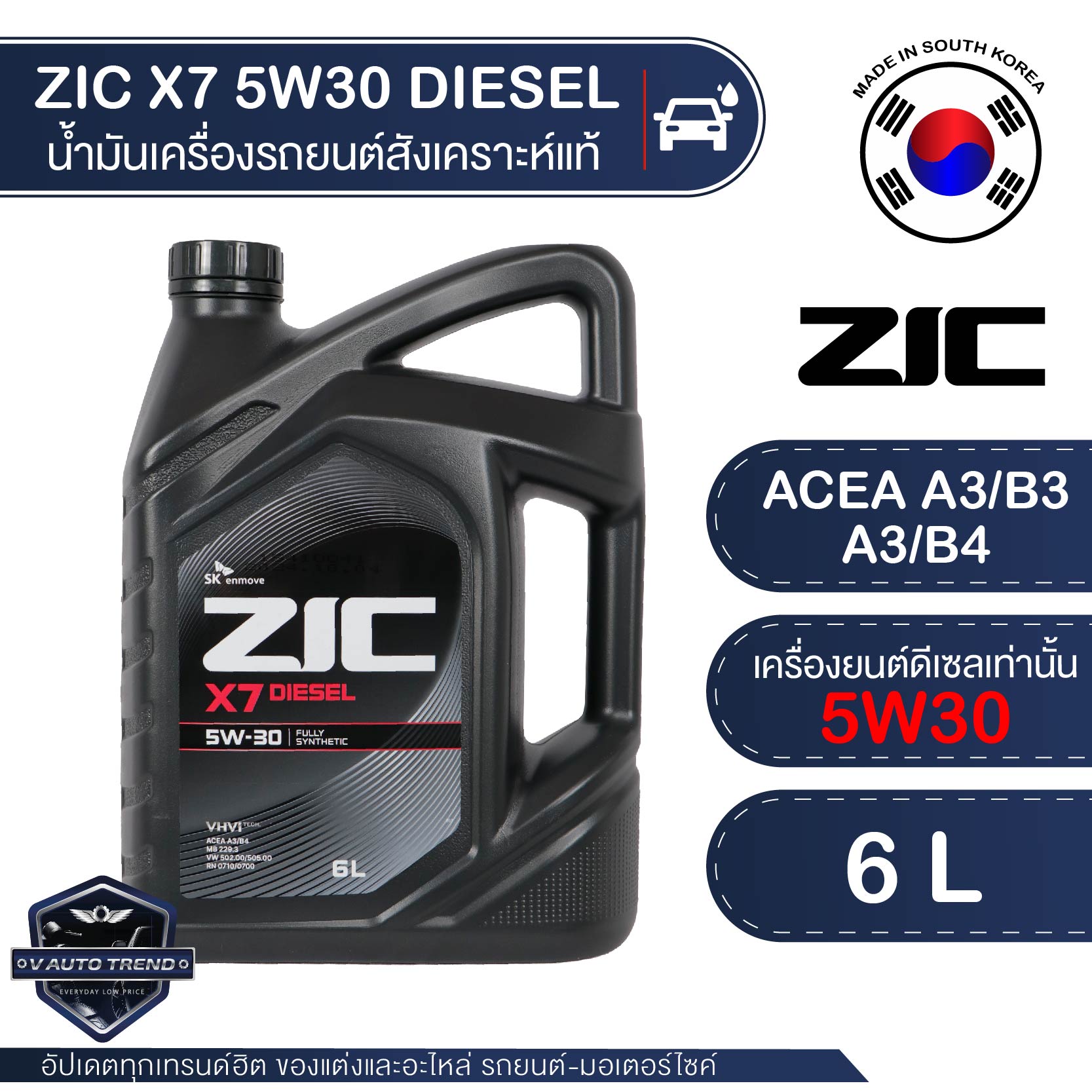 ZIC X7 DIESEL 5W30 ขนาด 4 ลิตร ราคา 1,866 บาท*ส่งฟรี
