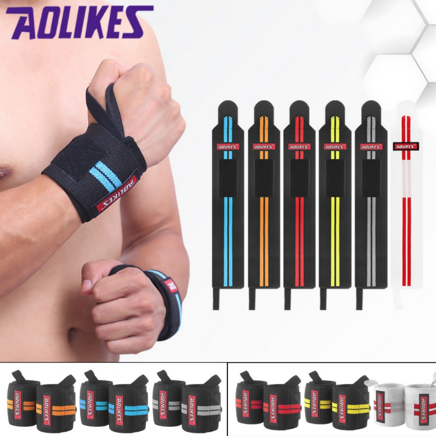 Aolikesรุ่น1538 สายรัดข้อมือสำหรับยกน้ำหนัก ผ้ารัดข้อมือช่วยลดอาการบาดเจ็บจากการเล่นกีฬา ( 1 ข้าง )