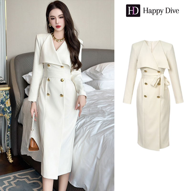 Happy Diva เดรสผู้หญิง เดรสสีขาว เดรสเสื้อสูท เดรสแขนยาว เดรสทำงาน เดรสไฮโซ เดรสออกงาน เดรสไปงานแต่ง เดรสฝรั่งเศส 50561 ราคา 1,499 บาท*ส่งฟรี