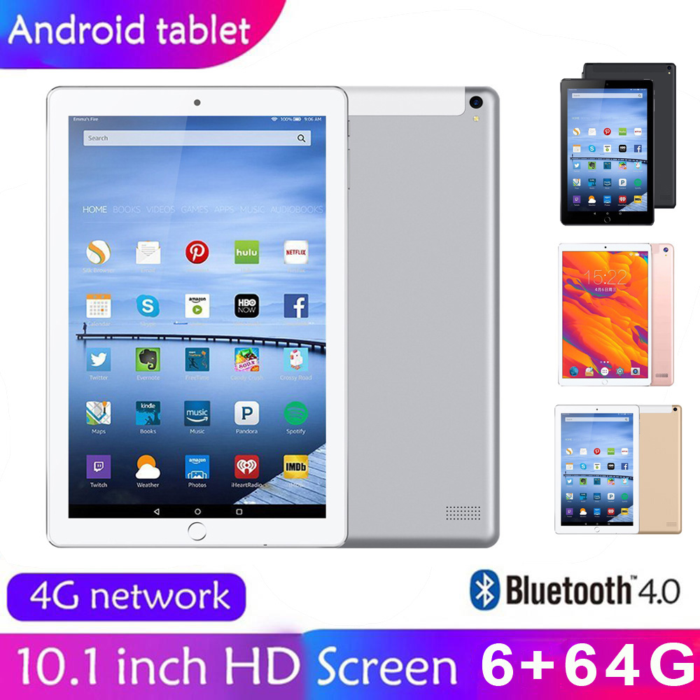 Tablet PC แท็บเล็ตพีซีขนาด 10.1 นิ้ว 6 + 64 GB แท็บเล็ตโทรศัพท์ Dual SIM 3G WIFI Andriod 9.0 10 Core ROM แท็บเล็ตโทรศัพท์ GPS สำหรับเด็ก