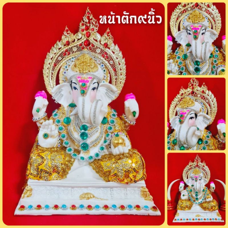[ของแท้ ส่งฟรี] พระพิฆเนศปางเศรษฐีแต่งชุดสวยงาม ส่งเครื่องปเพชร (หน้าตัก9นิ้ว สูง30cm.) ผ่านเทวาภิเษกแล้ว KM12.1true ไข่ ท้าว ราคา 3,099 บาท*ส่งฟรี