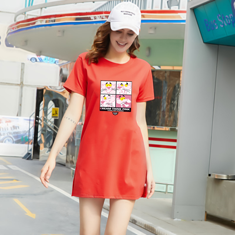 Fashion Shop Stoer เสื้อผ้าผู้หญิงแฟชั่นสไตล์เกาหลีสวยเก๋น่ารัก เสื้อยืดเเขนสั้น เสื้อยืดคอกลมทรงยาว Q0078