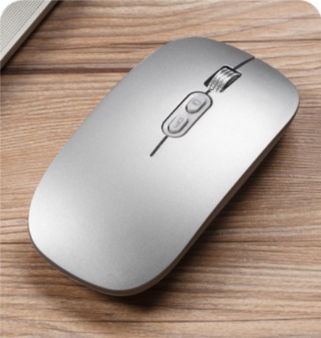 Mouse Bluetooth 5.1 / WiFi 2.4 G สำหรับ PC/Mac/Linux/Chrome OS เมาส์ไร้สายเงียบ ชาร์จได้ ลูกกลิ้งอะลูมิเนียมทนทาน