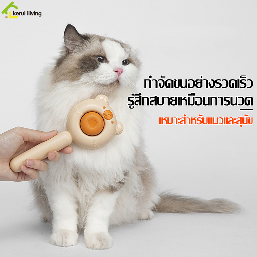 Cat dog hair brush, dog hair comb, dog hair comb, dog hair comb, push button cat hair removal comb, suitable for cats and dogs, good hair removal, lightweight, easy to carry. ราคา 39 บาท*ส่งฟรี