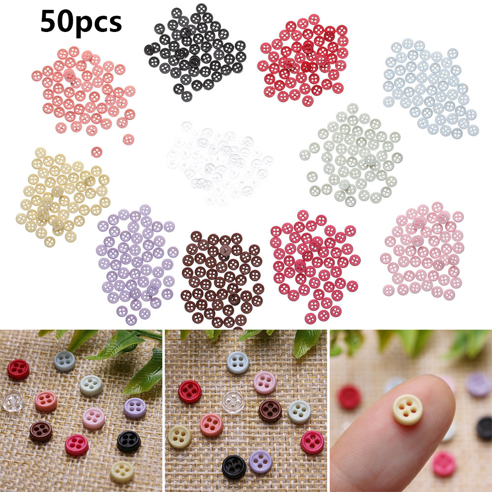 CAYCXT SHOP 50pcs Cute Girl Gift Dollhoues Miniature Accessories Candy Color Mini Buttons Plastic Buckles Clothing Sewing Buckle DIY Doll Clothes