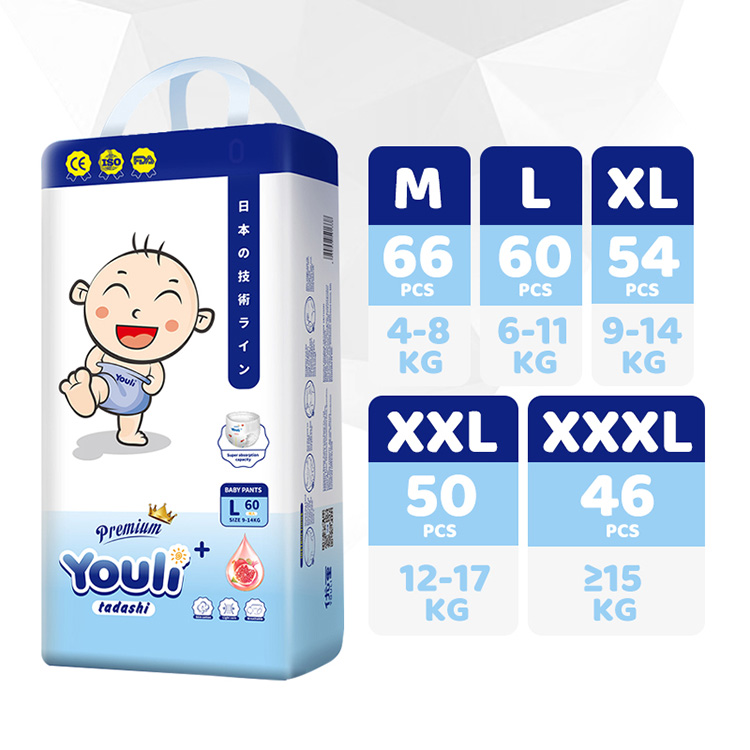 แพมเพิสเด็ก YOULI ผ้าอ้อมเด็กสําเร็จรูป แพมเพิส baby pants XXXL/XXL/XL/L/M ผ้าอ้อมเด็ก ผ้าอ้อมแบบกางเกง กางเกงผ้าอ้อม ราคา 299 บาท*ส่งฟรี