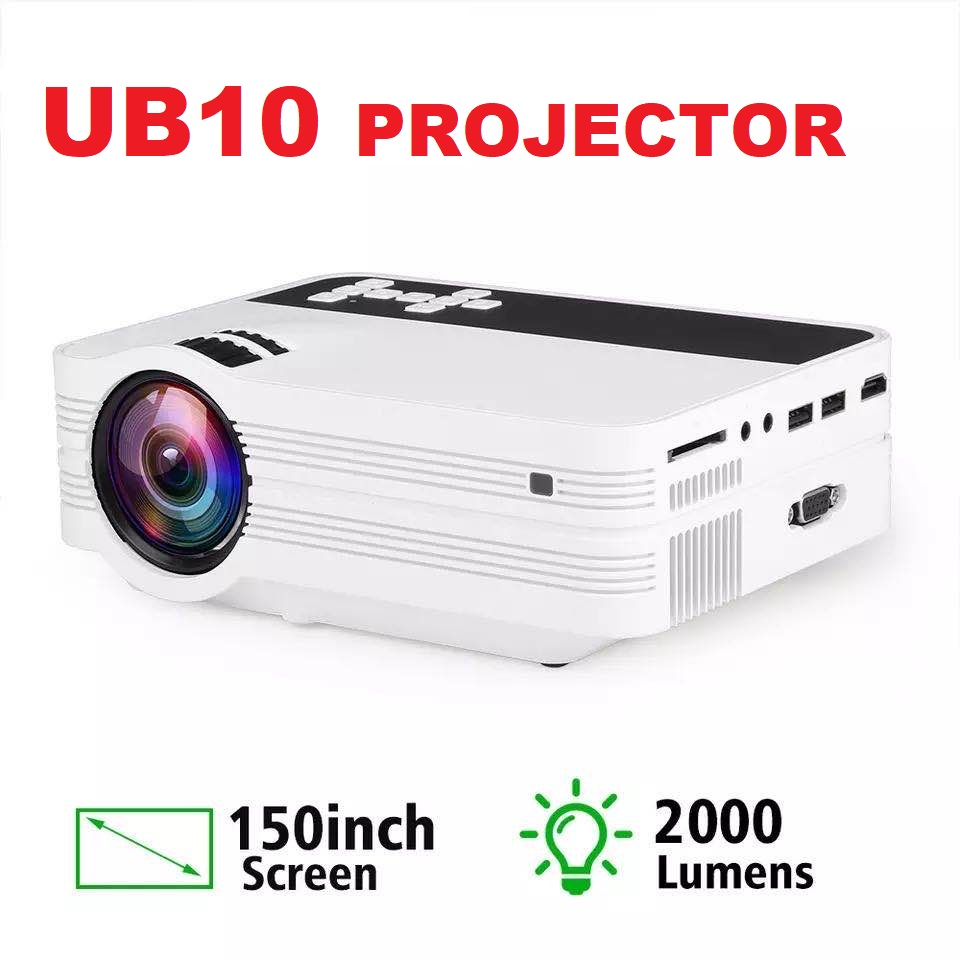 มุมมองเพิ่มเติมเกี่ยวกับ โปรเจ็กเตอร์ขนาดเล็กสำหรับใช้ในบ้าน-สามารถเชื่อมต่อกับทีโทรศัพท์มือถือUB10 Mini Projector UB10 Portable 3D LED Projector 2000L TV Home Theater LCD Video USB VGA St 1080P HD Beamer