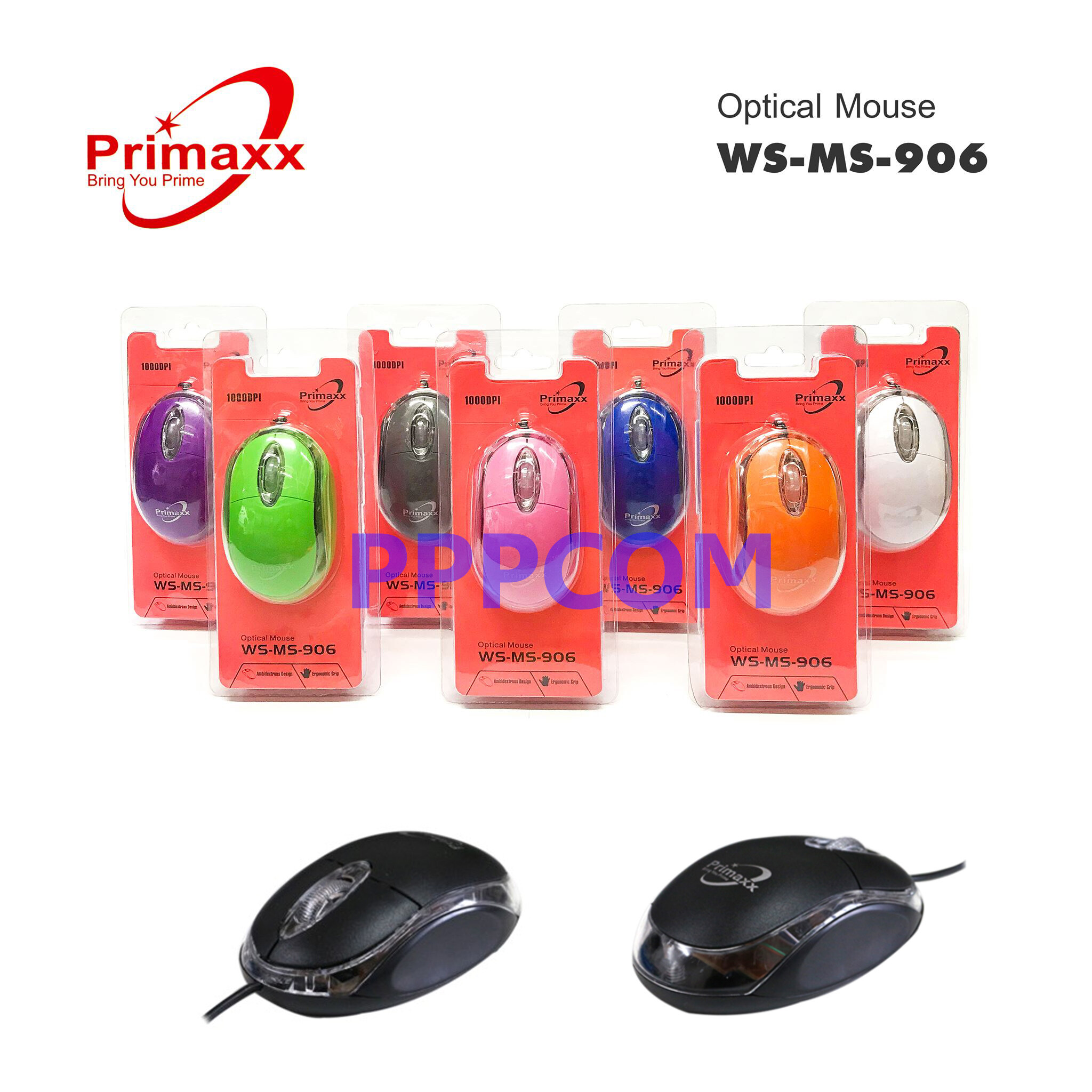 เม้าส์ Mouse USB PRIMAXX WS-MS-906 ราคาประหยัด มีหลากหลายสี