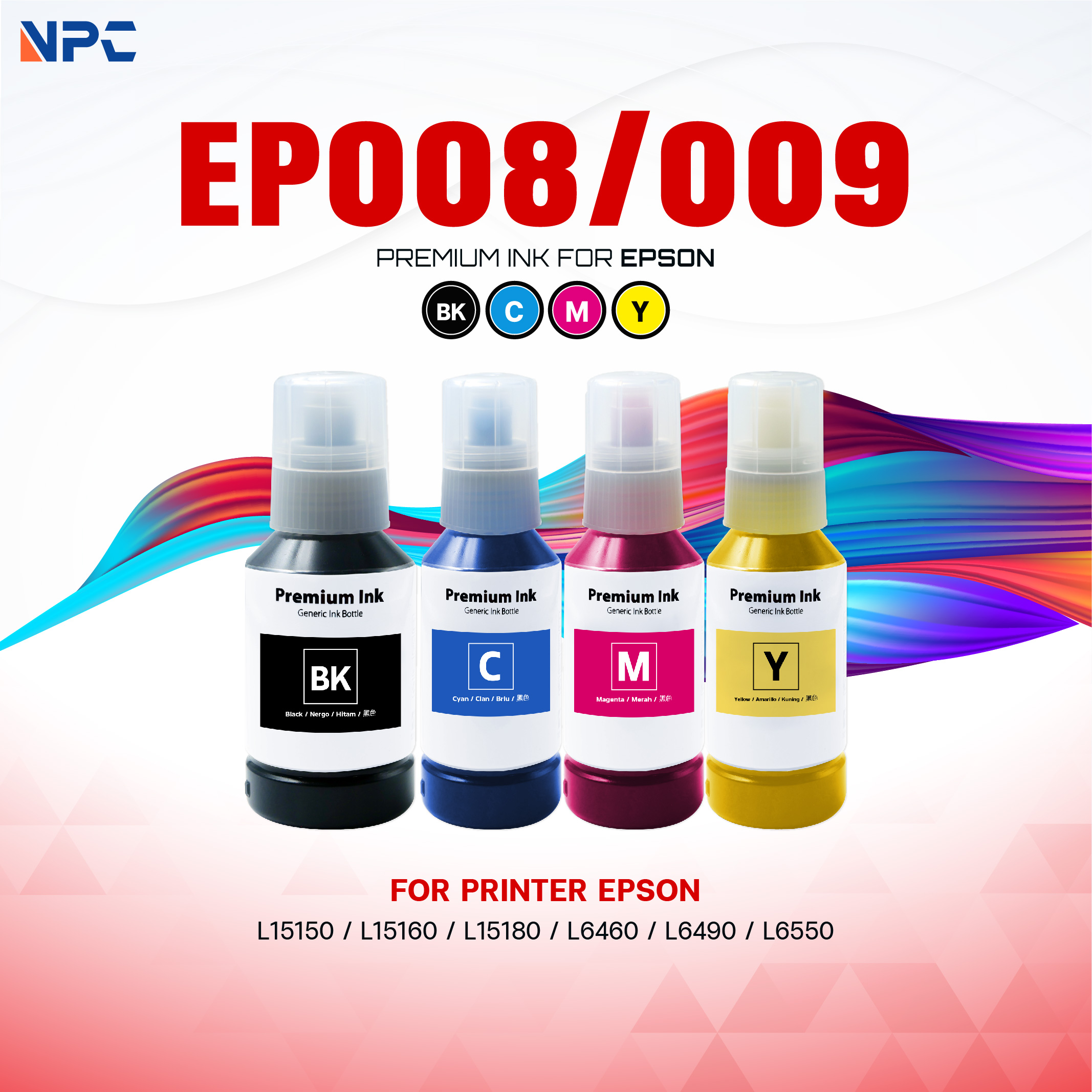 Ink for Printing /Epson Refill/Ep008/009/008/Bk/C/M/Y Use with Printer L15150/L15160/L15180/L6460/L6490/L6550 ราคา 120 บาท*ส่งฟรี