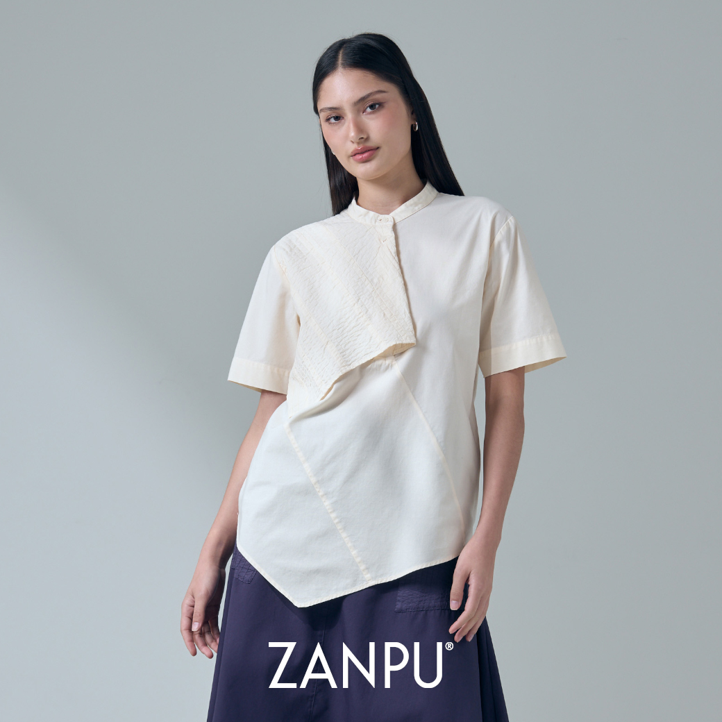 Zanpu Ss26 Asymmetrical Layer Shirt Short Sleeve Shirt Bl-9260303 (Cream) ราคา 3,490 บาท*ส่งฟรี