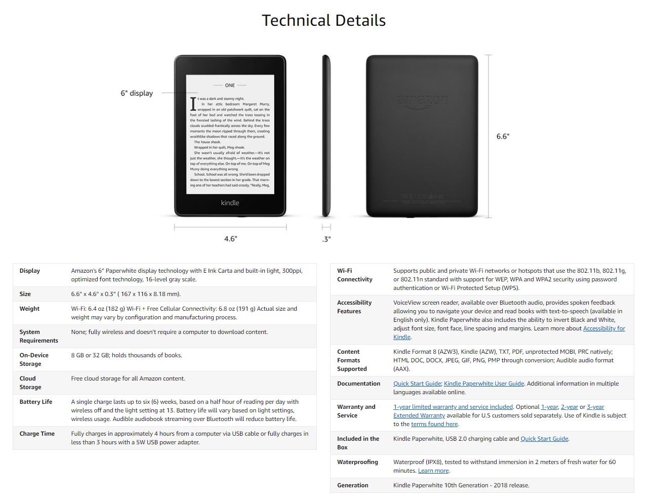 รายละเอียดเพิ่มเติมเกี่ยวกับ Amazon Kindle Paperwhite 32GB , Wi-Fi , 10th Gen. Waterproof (Ad-Sted) 1 Year Warranty เครื่องอ่านหนังสือ / เครื่องอ่านอีบุ๊กถนอมสายตา รับประกัน 1 ปีเต็ม