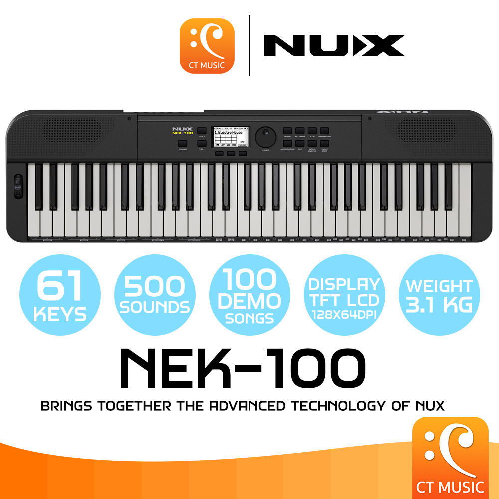 หนังสือและเครื่องดนตรี Nux NEK-100 61Keys Portable Keyboard คีย์บอร์ด NEK100 NEK 100 61 Keys ราคา 9,700 บาท*ส่งฟรี