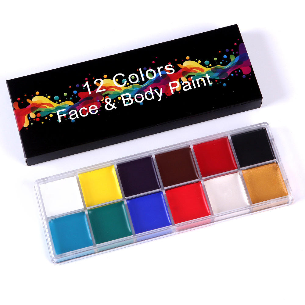 สีเพ้นท์หน้า 12สี สำหรับแต่งหน้าปาร์ตี้แฟนซี เพ้นท์ร่างกาย สีน้ำมันสำหรับใบหน้าเด็ก