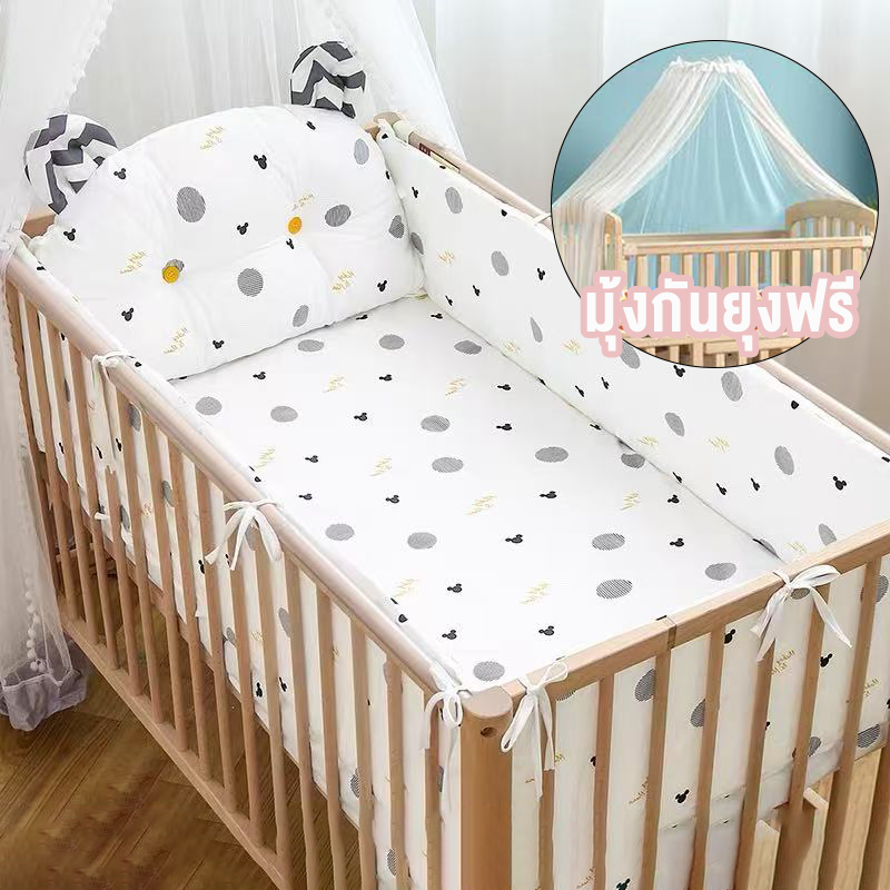 เปลนอนเด็ก เตียงเด็ก เตียงนอนเด็ก เปลเด็ก เตียงนอนทารก Baby bed เตียงไม้เด็ก พร้อมล้อ พร้อมมุ้งกันยุง + ที่นอนเด็ก มัลติฟังก์ชั่น เปลเด็ก รถเข็นโยก