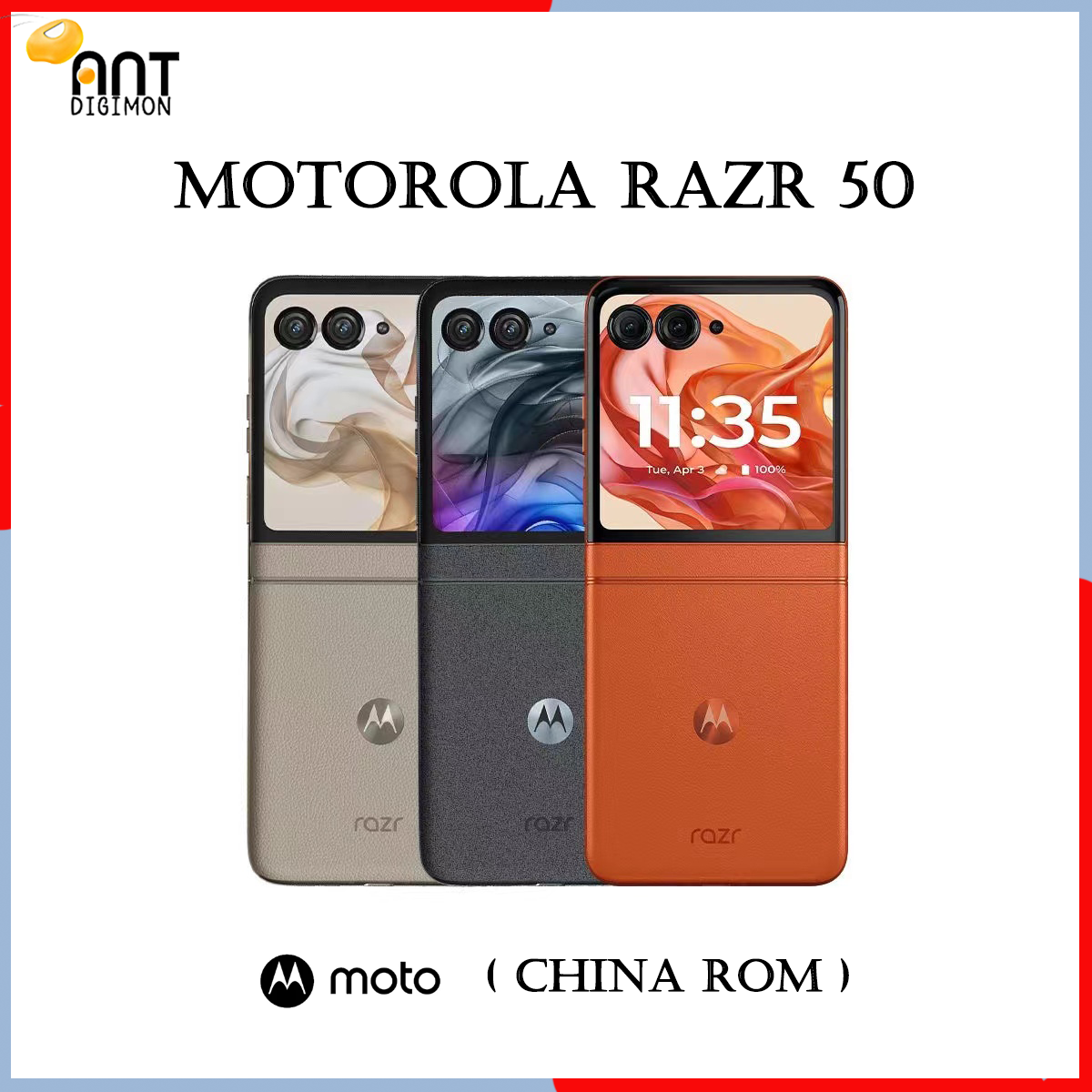 New Motorola Moto Razr 50 5G China Rom MTK Dimensity7300X 6.9inch POLED Folded Screen 120Hz 50MP 4200Mah 30W NFC OTA IPX8 ราคา 22,799 บาท*ส่งฟรี