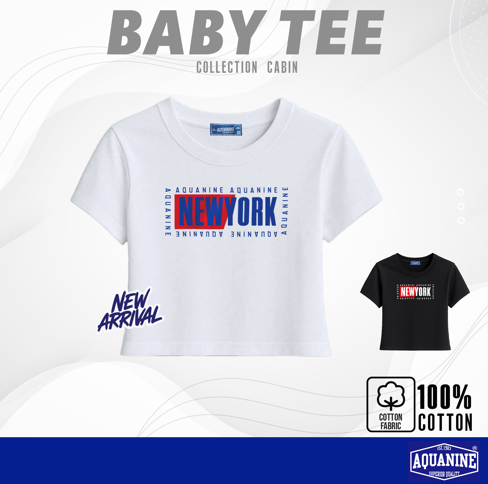 AQUANINE เสื้อ BABY TEE เสื้อยืดผู้หญิง เบบี้ที รุ่น Carbin เสื้อยืดคอกลม มินิมอล ลิขสิทธิ์แท้ ราคา 194 บาท*ส่งฟรี