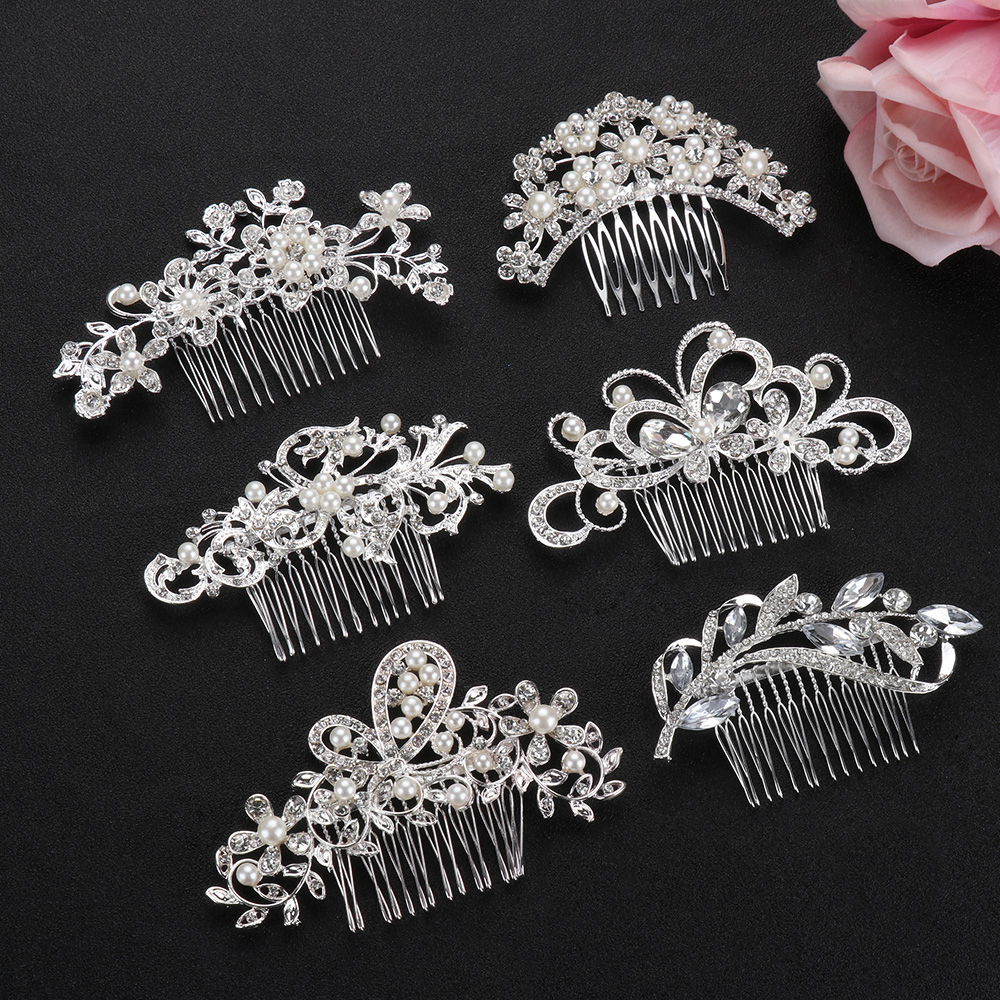 SIKOU30 Jewelry Headpieces Flower Leaf Hair Accessories Bridesmaid Hairpins Wedding Hair Clips Bridal Hair Comb Crystal Pearls