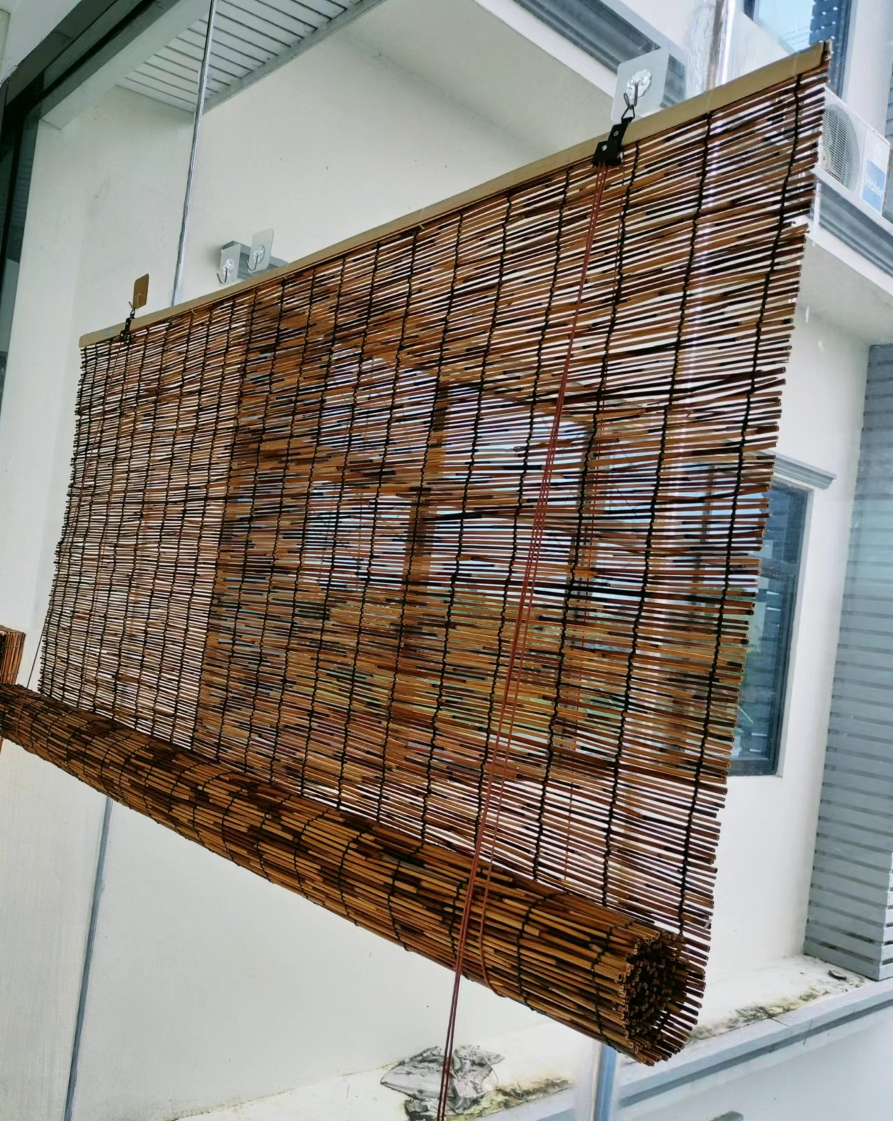 มู่ลี่  ม่านบังแดด ม่านแต่งบ้าน มู่ลี่ วัสดุจากธรรมชาติ หญ้ากก ไม้ไผ่ ขนาดความยาว 2 เมตร พร้อมส่ง ราคาพิเศษ