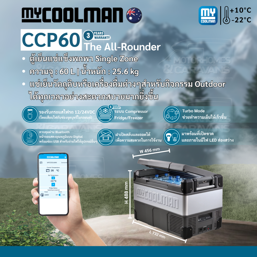 Mycoolman Ccp60 the All-Rounder, 60 L Portable Freezer Refrigerator, Size 60 Liters ราคา 47,000 บาท*ส่งฟรี