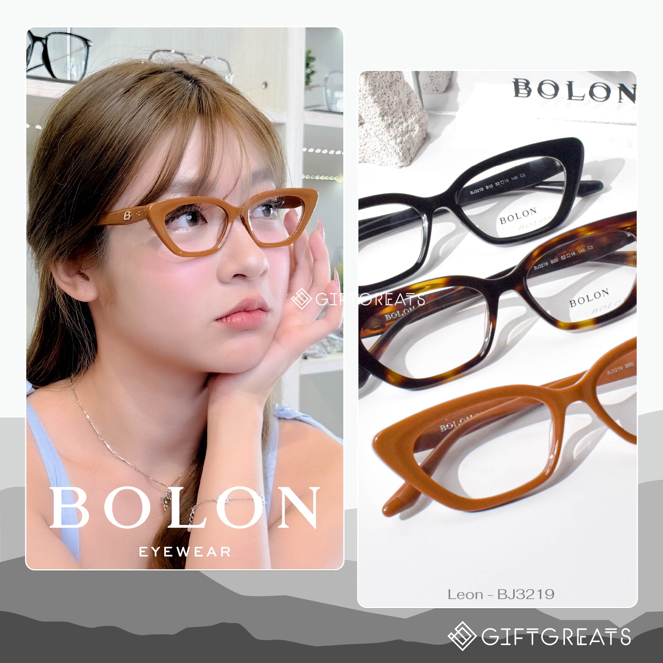 Bolon Leon Bj3219 - Fw25 Bolon Eyewear Eyeglass Frames Bolon Acetate Has a Unique Frame Design and Comes with Lenses. Free Eye Prescription. ราคา 3,900 บาท*ส่งฟรี