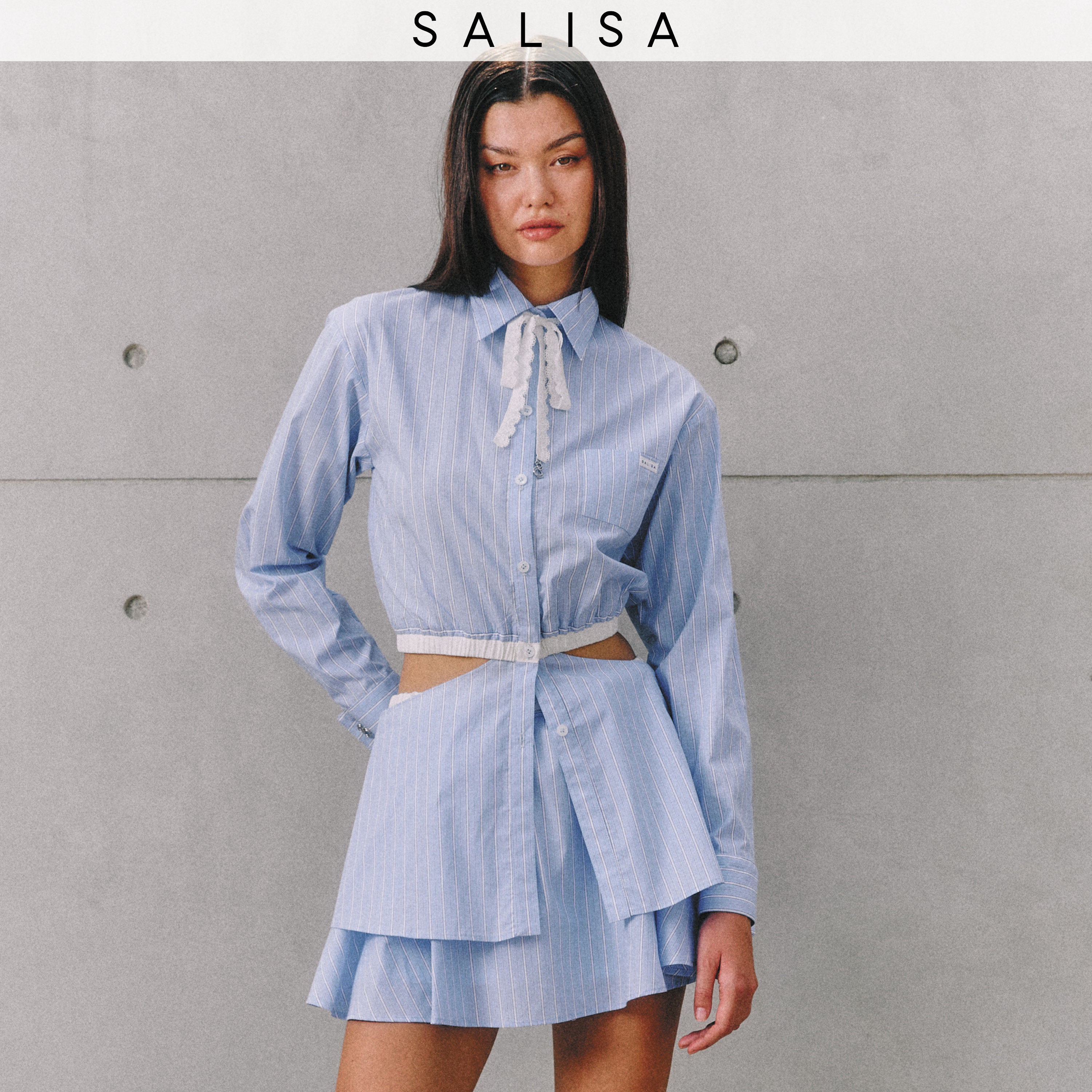 SALISA - SHIRT CUT-OUT SS25 STRIPED (Removable bottom piece / ชิ้นล่างถอดได้) ราคา 2,861 บาท*ส่งฟรี