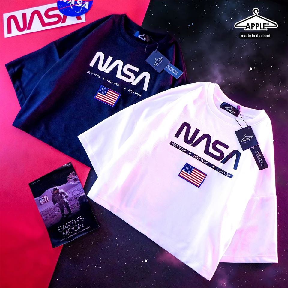 เสื้อครอป  ลายสกีน NASA ติดธงเท่ๆ
