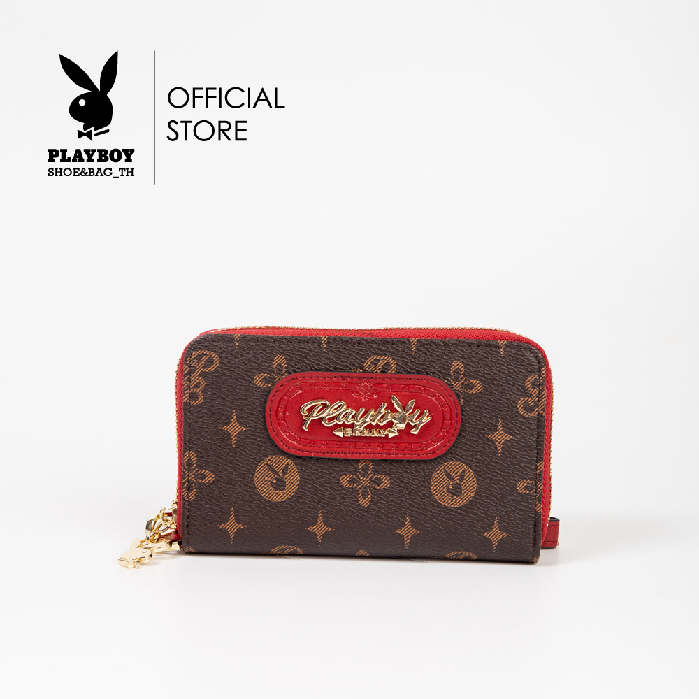 Playboy Glam Women's wallet bag กระเป๋าสตางค์ใบกลางผู้หญิงST-WA242PB104ดีไซน์ซิปรอบสกรีนโลโก้ มี 2 สี สีชมพูและสีแดง ราคา 1,117 บาท*ส่งฟรี