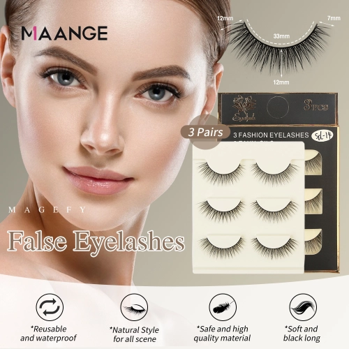 MAANGE Official Store ขนตาปลอม ขนตาปลอมขนมิงค์ 3คู่ ขนตาปลอมติดเอง