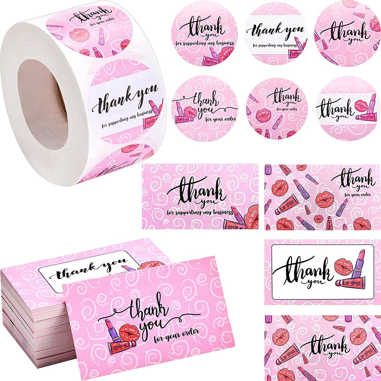 GUO 50/500PCS Party Supplies Paper Seal Label Candy Bags Thank You Stickers Label Stickers Thank You Card Thanks Greeting Cards