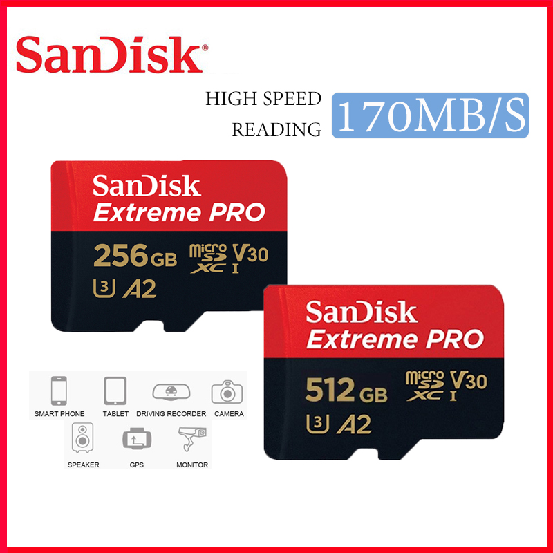 Sandisk A2 Extreme Pro micro sd card memory card 32GB/64GB/128GB/256GB/512GB ราคา 76 บาท*ส่งฟรี