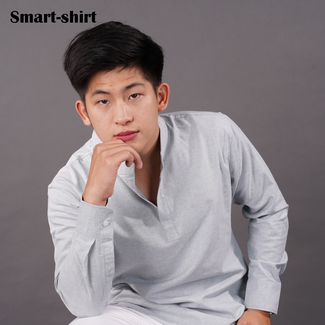 เชิ้ต Smart Shirt แบบผ่า คอจีน แขนยาว หลากหลายสี