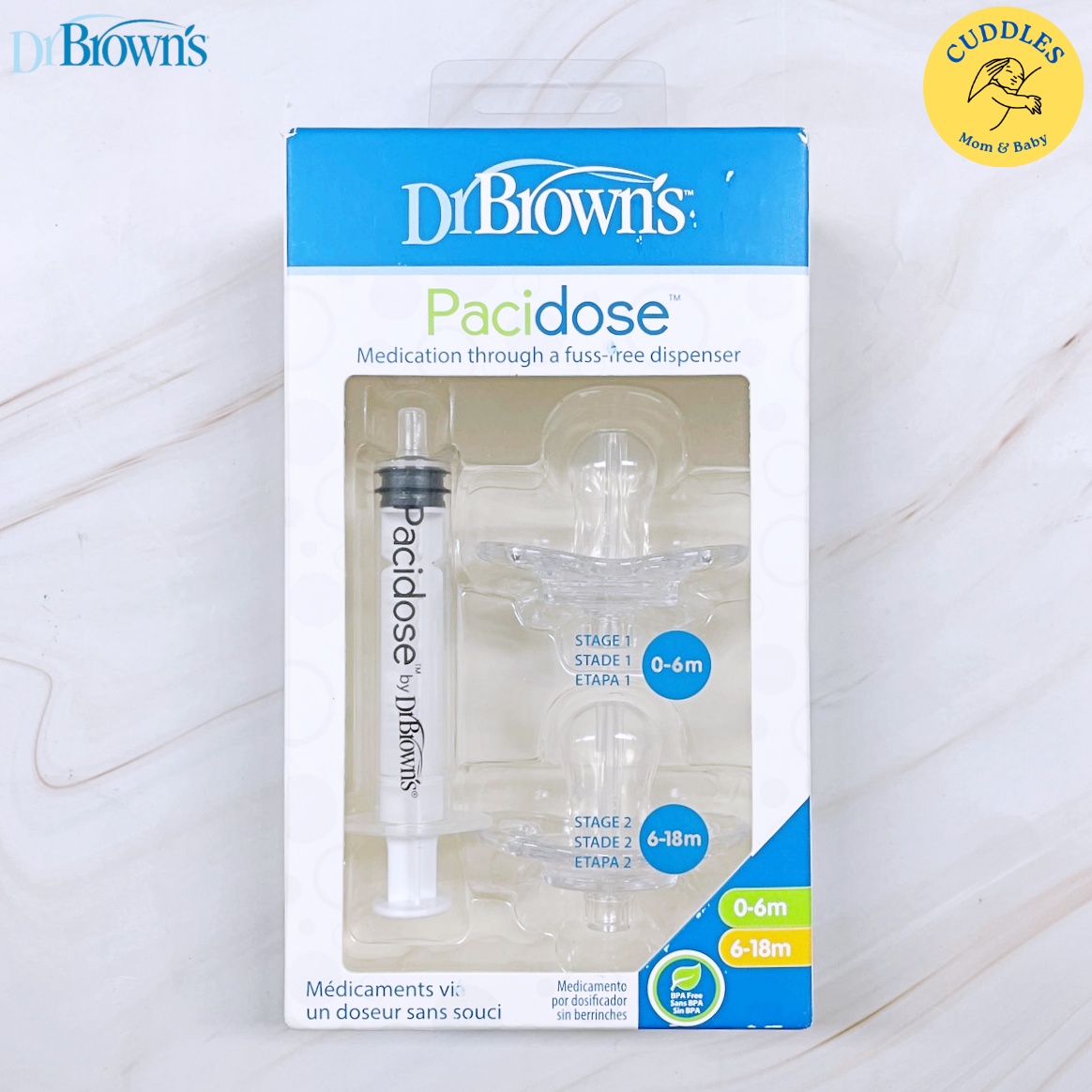 (Dr. Brown's) Pacidose Liquid Baby Dispenser with Oral Syringe and Two Sizes of Pacifier Bulbs 0-6m & 6-18m ไซริงค์ จุกนม หลอดป้อนยา เด็กทารก สลิ้ง ราคา 1,480 บาท*ส่งฟรี