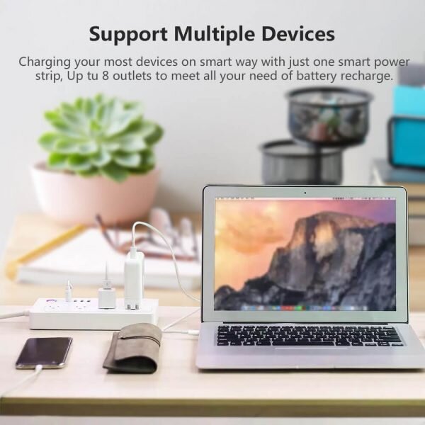 ภาพประกอบของ Tuya สมาร์ทปลั๊กพ่วง Wi-Fi และช่อง USB เปิดปิด ตั้งเวลานอกบ้านผ่านแอป สั่งงานด้วยเสียง Google Home/Alexa สัญญาณ Wi-Fi Smart Strip Plug