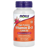 Now Foods Vitamin D3 High Potency 1000 IU 180/360 Softgels น้ำยาเสริมสุขภาพ NOW วิตามินดี3 ความเข้มข้นสูง 1000 IU สำหรับสุขภาพกระดูกและภูมิคุ้มกัน 180 เม็ดนุ่ม